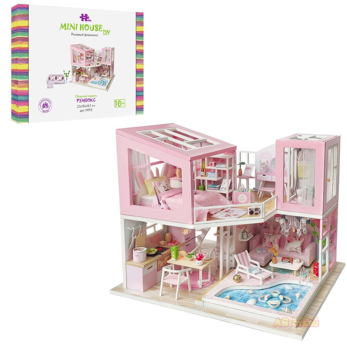 Игрушка: Сборная модель Hobby Day Румбокс Mini house Розовый фламинго ▻  купить в Екатеринбурге