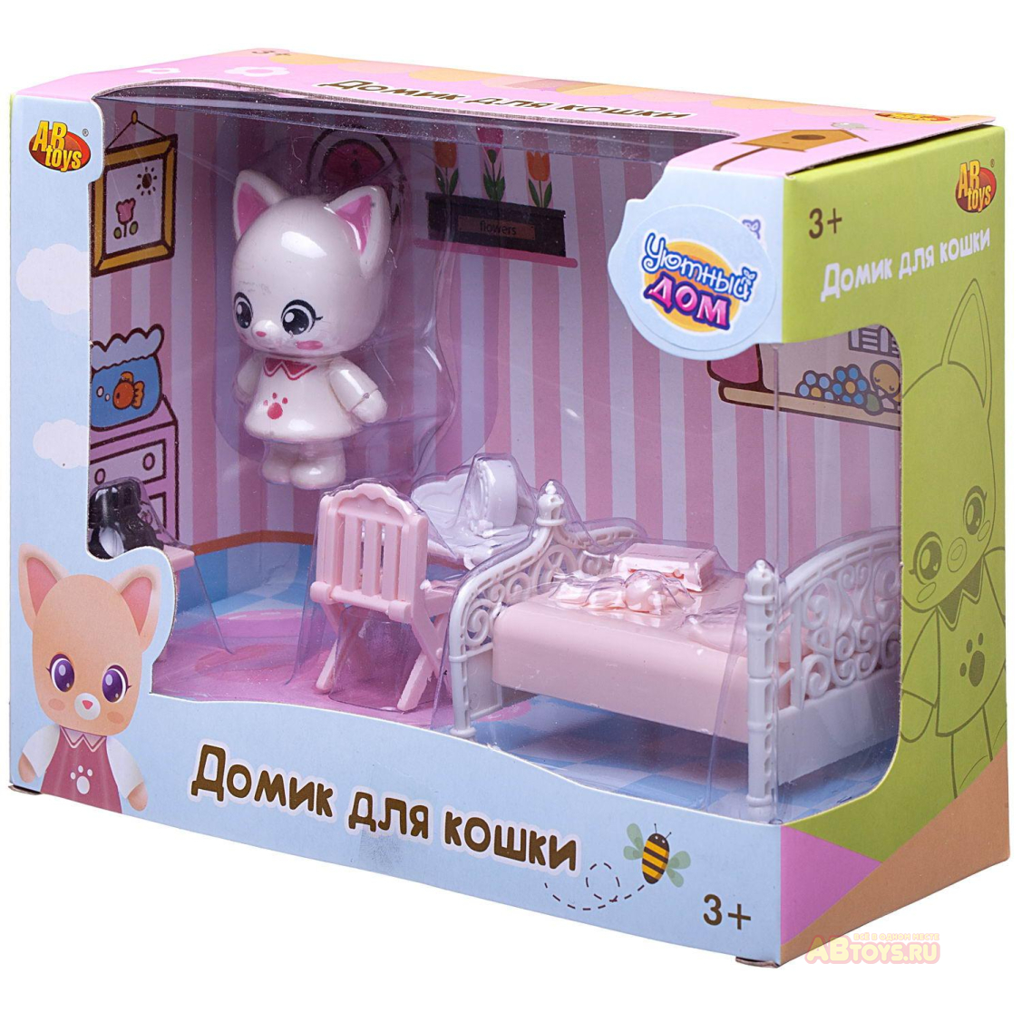 Игровой набор ABtoys Уютный дом Домик для кошки малый. Спальня (кровать,  стол и другие предметы) ▻ купить в Екатеринбурге