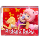 Пупс-куколка "Baby Ardana" Набор игровой Пупсик на лошадке-качалке с поильником, 4 вида, в дисплее 8 шт